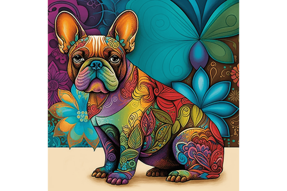 Download French Bulldog Wall Art Floral Drawing 2 - Floral drawing Collection