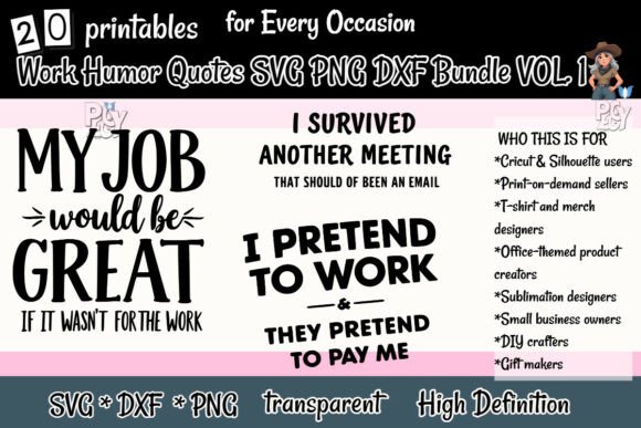 Download Work Humor Quotes SVG PNG DXF Bundle V1 - Premium Bundle