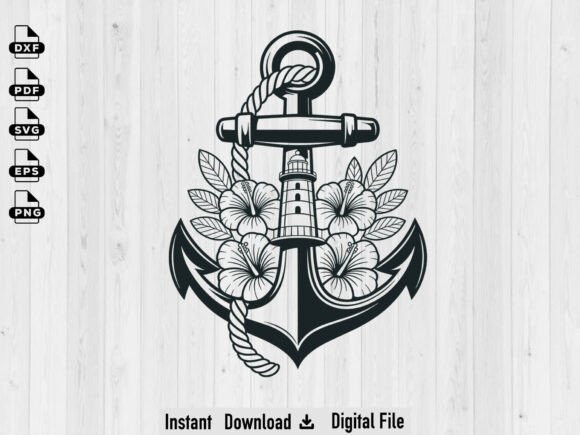 Download Floral Anchor SVG, Silhouette Cut Files - Silhouette cut files Collection