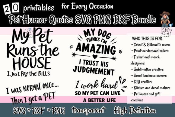 Download Pet Humor Quotes SVG PNG DXF Bundle - Premium Bundle