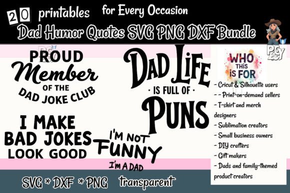 Download Dad Humor Quotes SVG PNG DXF Bundle - Premium Bundle