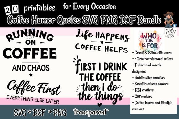 Download Coffee Humor Quotes SVG PNG DXF Bundle - Premium Bundle
